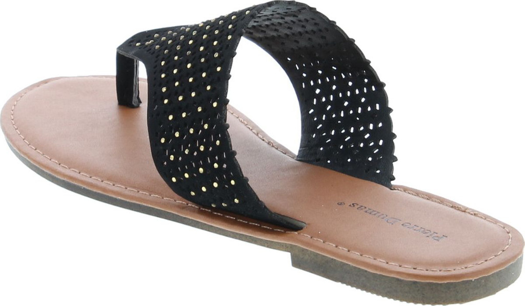 Pierre Dumas Women's Azaria-7 Vegan Leather Perforated Accents Flip-Flops Flats Sandals