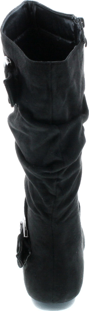 Forever Link Women's Klein-70 Closed Round Toe Buckle Slouch Flat Heel Mid-Calf Boot