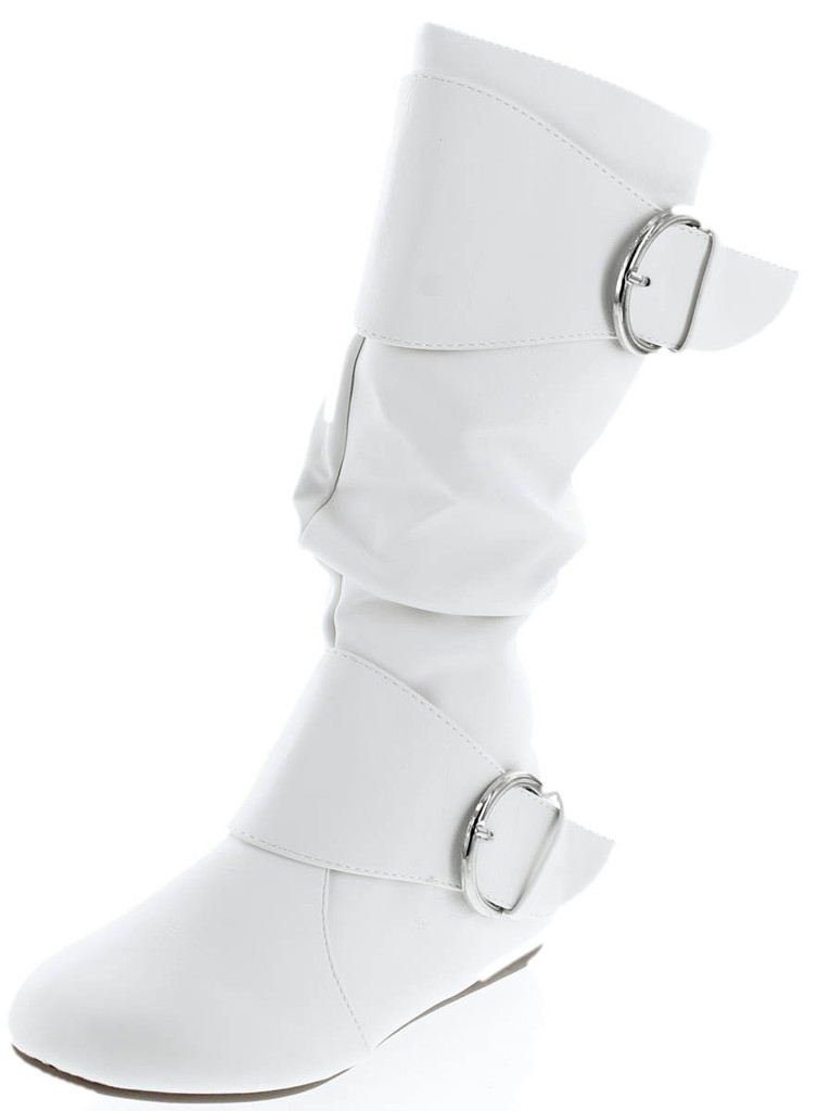 Forever Link Women's Klein-70 Closed Round Toe Buckle Slouch Flat Heel Mid-Calf Boot