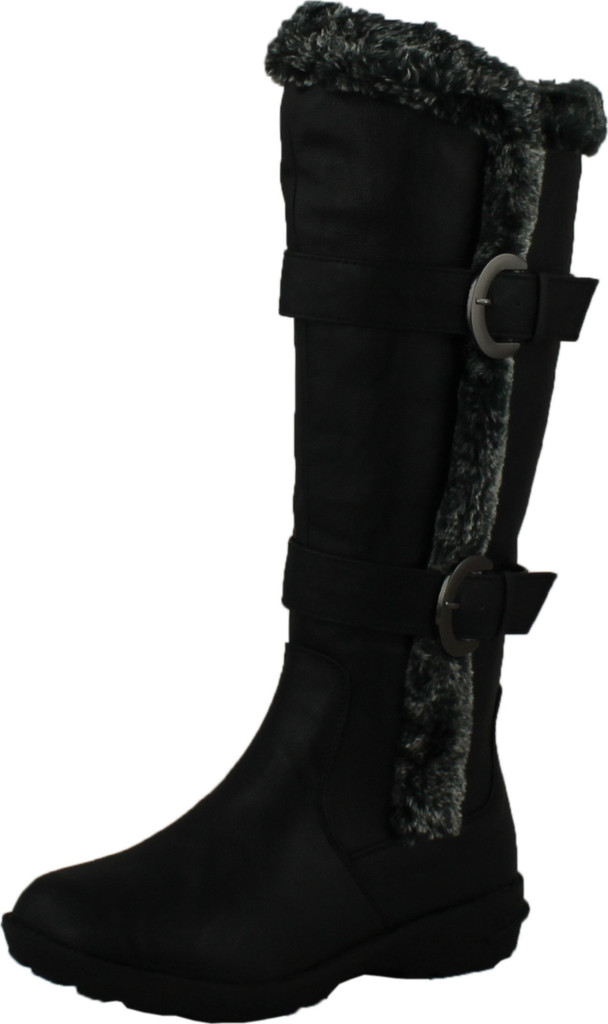 Forever Link Women's Klein-70 Closed Round Toe Buckle Slouch Flat Heel Mid-Calf Boot