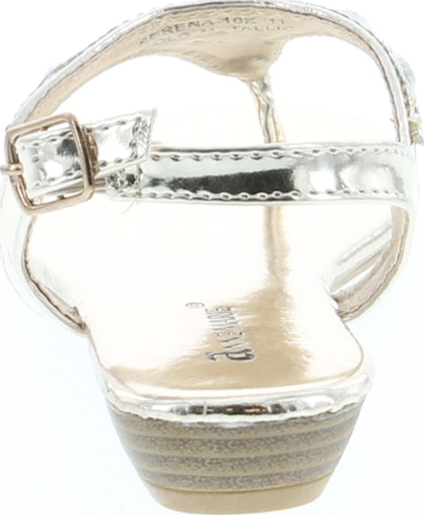 Anna Marie Serena 10K Little Girls Gladiator Floral Rhinestone Low Heel Flat Sandals Gold