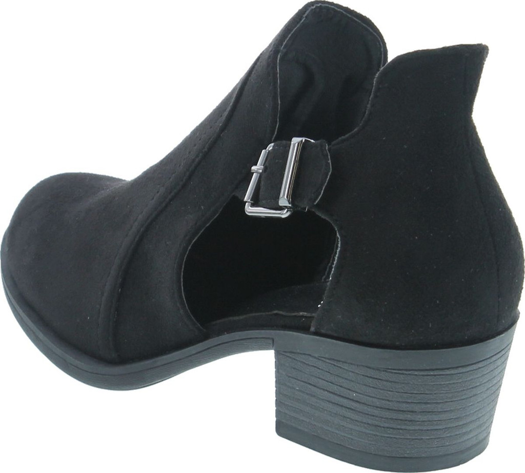 Betani Women's Side Cut Out Buckle Strap Stacked Chunky Heel Ankle Boot