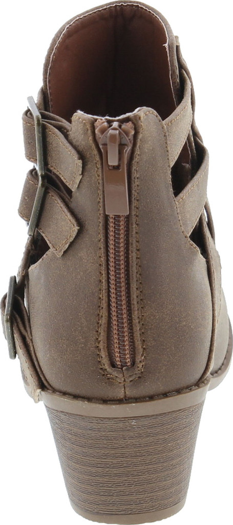 Forever Link Eury-1 Women's Fashion Round Toe Buckles Low Heel Ankle Booties Shoes