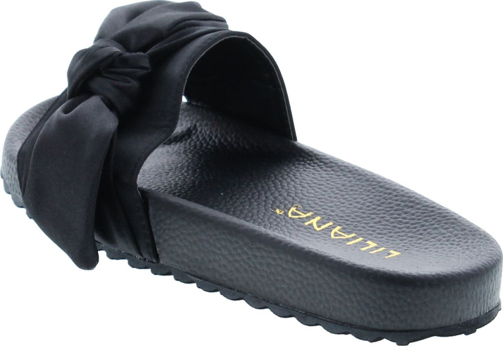 Liliana Nomi-7 Womens Cute Lovely Pointy Front Ribbon Knot Detail Slippers