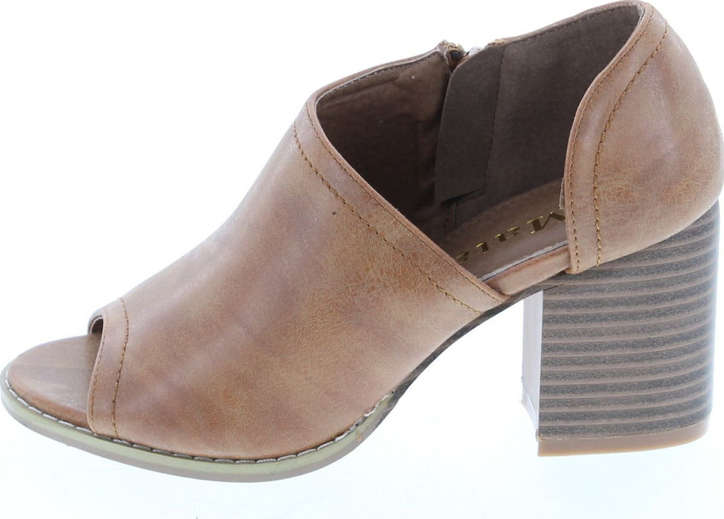 Mata Shoes Women's Side Zipper Cut Out Stacked Chunky Heel Sandals Half Size Small