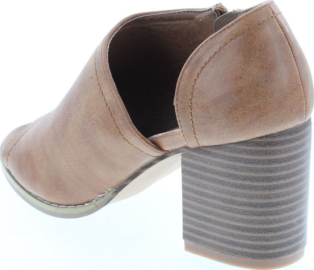 Mata Shoes Women's Side Zipper Cut Out Stacked Chunky Heel Sandals Half Size Small