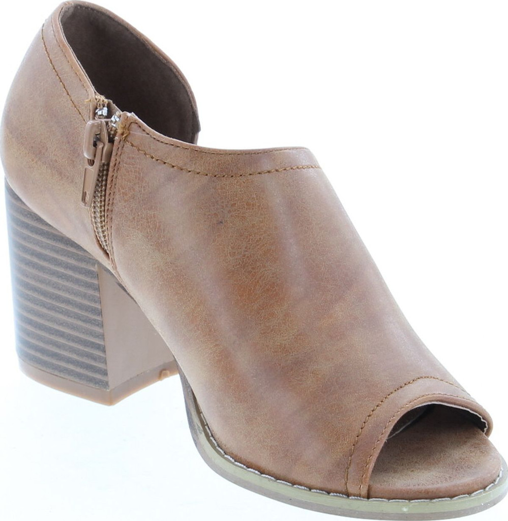 Mata Shoes Women's Side Zipper Cut Out Stacked Chunky Heel Sandals Half Size Small