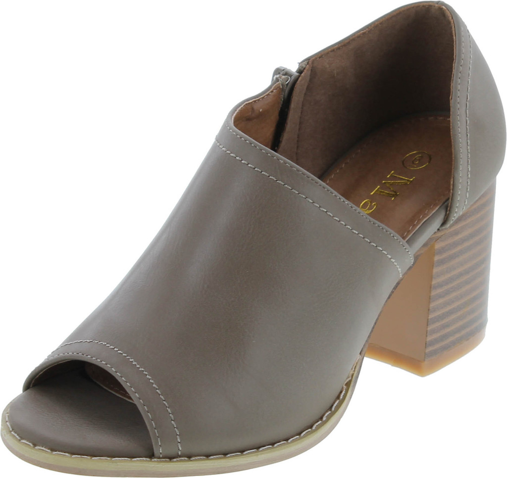 Mata Shoes Women's Side Zipper Cut Out Stacked Chunky Heel Sandals Half Size Small