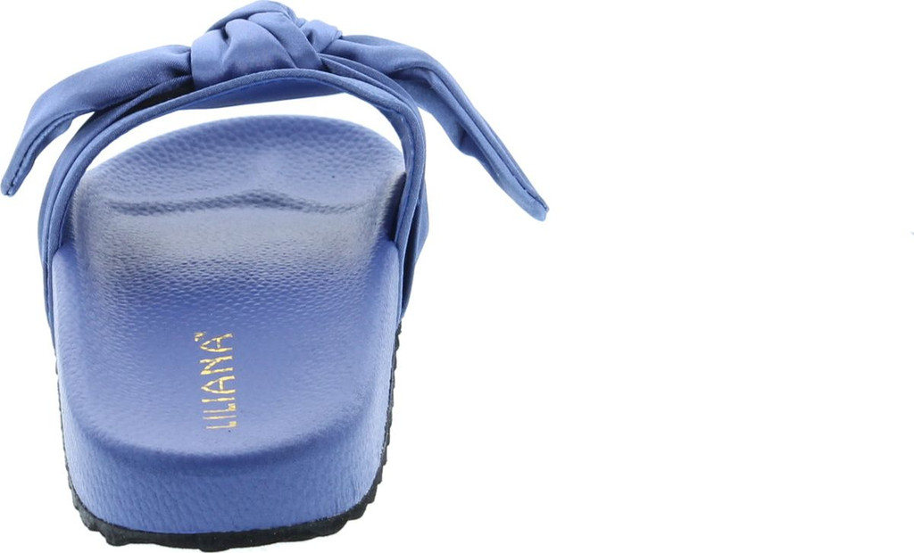 Liliana Nomi-7 Women Flip Flop Bow Satin Slide Slip On Flat Sandal Shoe Slipper Blue