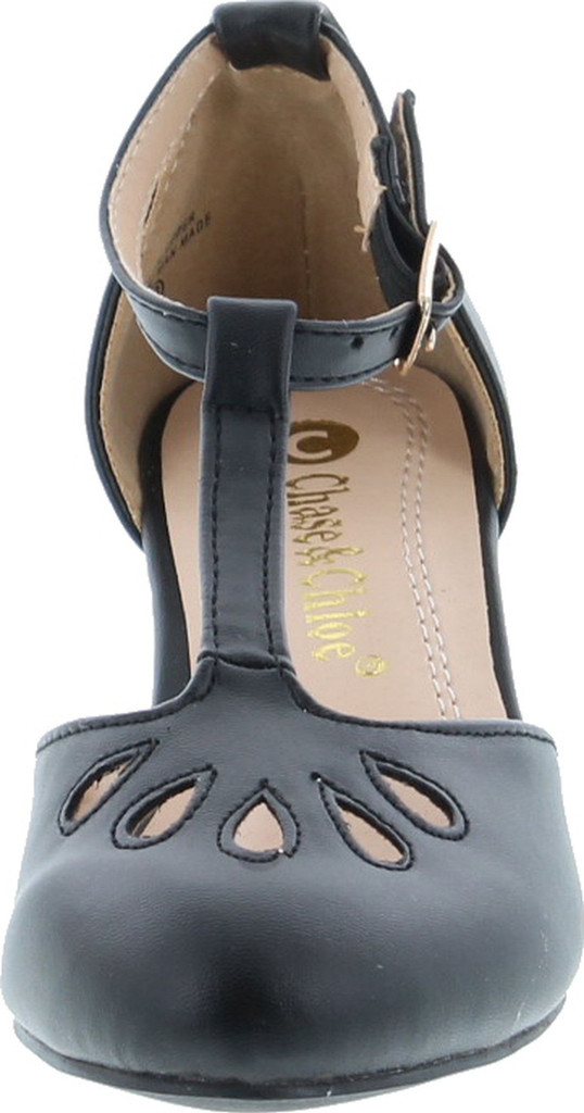 Chase & Chloe Mimi-1K Girl's T-Strap Cut Out Ankle Wrap Casual Dress Shoes