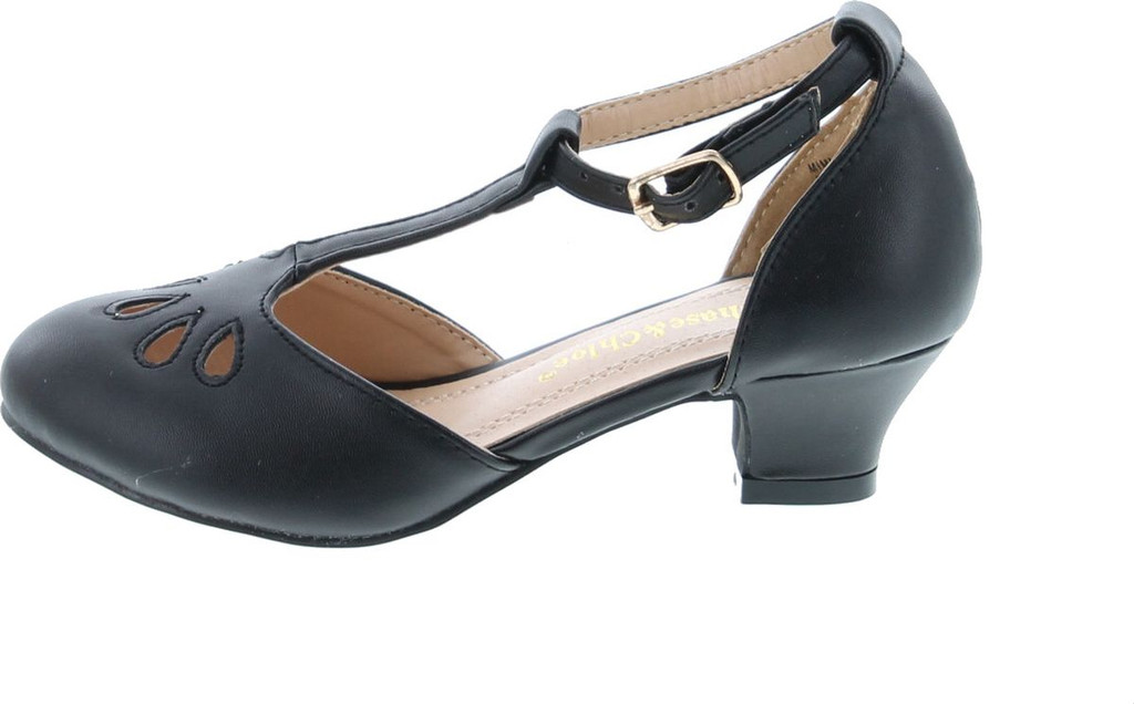 Chase & Chloe Mimi-1K Girl's T-Strap Cut Out Ankle Wrap Casual Dress Shoes