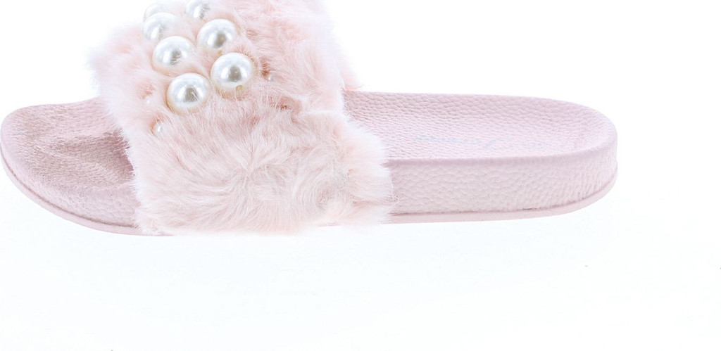 Forever Link Izzy-33 Womens Open Toe Faux Pearl Embellished Flip Flop Slide Flat Sandal Slippers