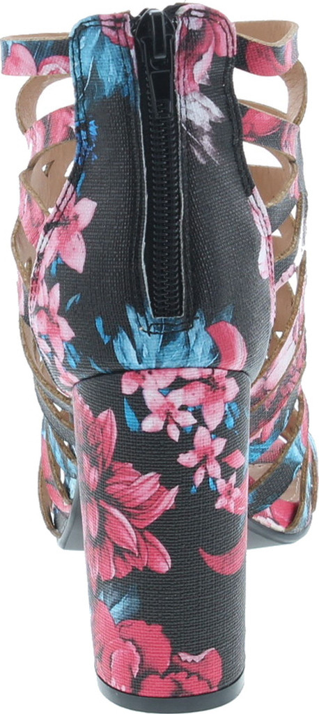 Bellamarie Women's Shirley-30F Floral Caged Cutout Ankle-High Round Block Heel Sandals