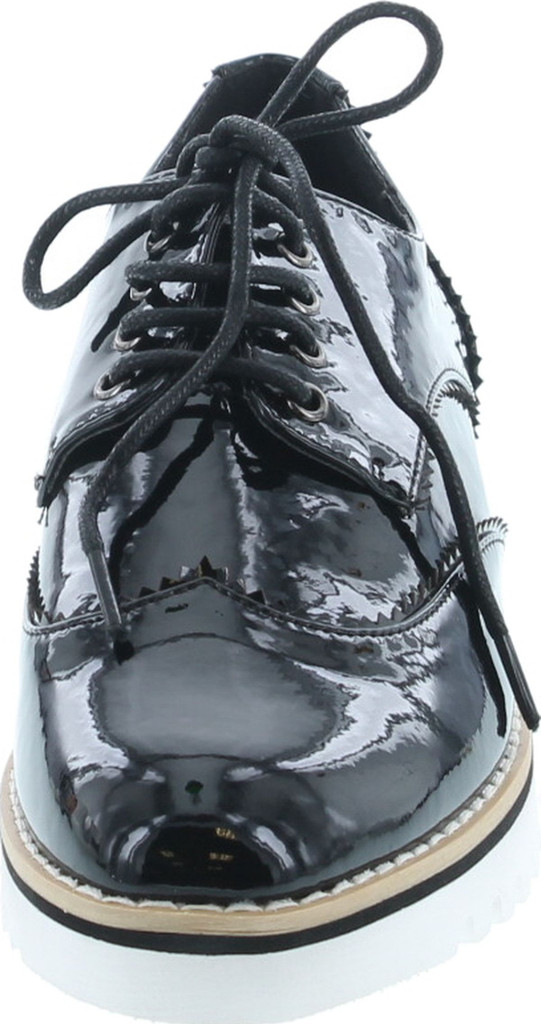 Cape Robbin Venus-1 Womens Fashion Patent Leather Lugged Sole Lace Up Platform Oxford Shoes