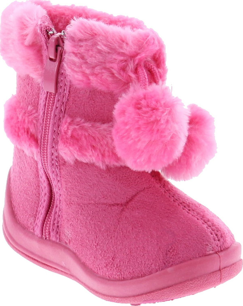 Kali Footwear Girls Zello Butterfly Glitter Pom Pom Boots