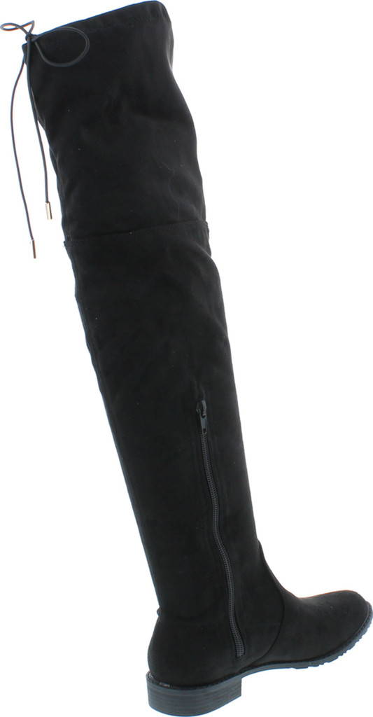 Yoki Anora Women's Drawstring Side Zipper Low Heel Thigh High Boots