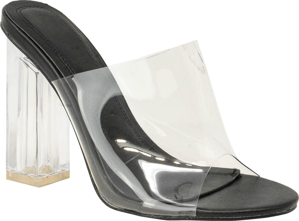 Static Footwear Translucent Block High Clear Heels Mule Open Toe Sandals