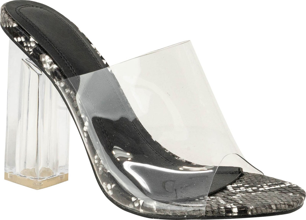Static Footwear Translucent Block High Clear Heels Mule Open Toe Sandals