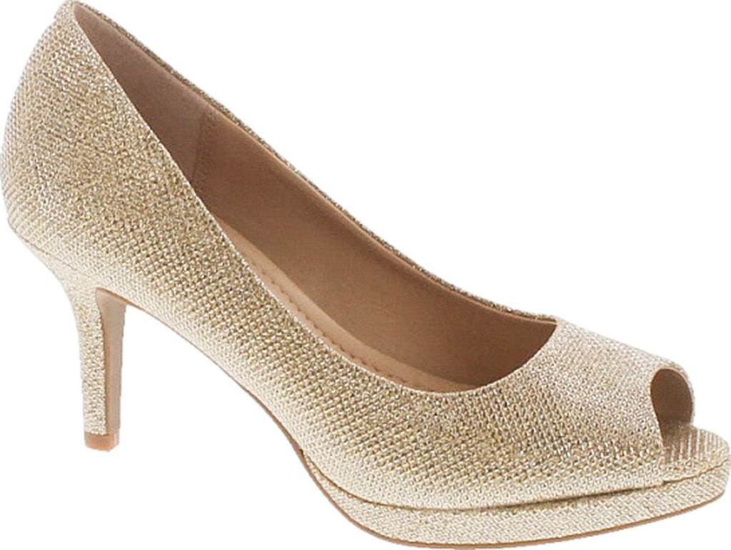 City Classified Womens Walter Metallic Dress Heel Party Shoes With Comfort Padded Footbed