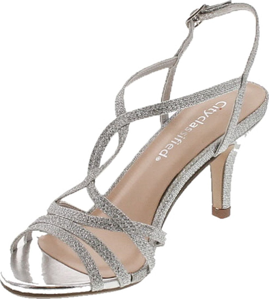 City Classified Womens Claim High Heel Strappy Metallic Dress Shoes