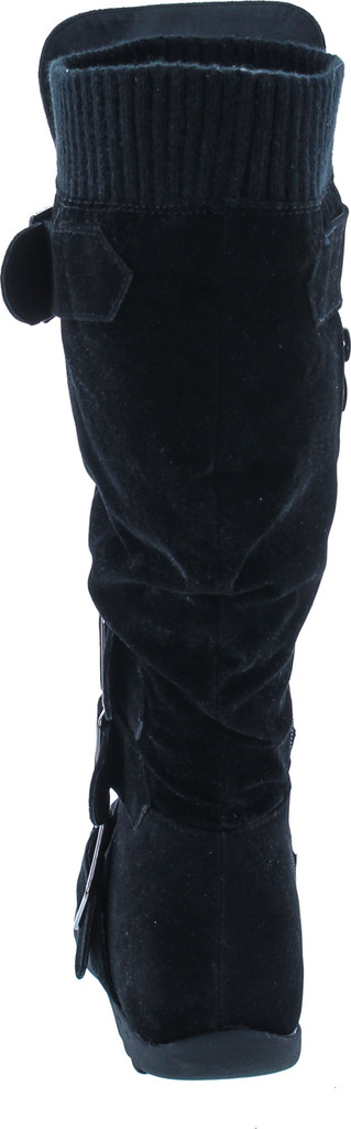 Static Footwear Static Footwear Womens Bd-2523 Knee High Faux Suede Flat Winter Buckle Boots