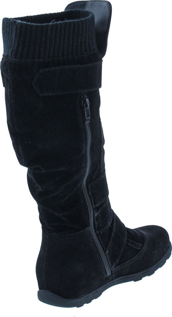 Static Footwear Static Footwear Womens Bd-2523 Knee High Faux Suede Flat Winter Buckle Boots