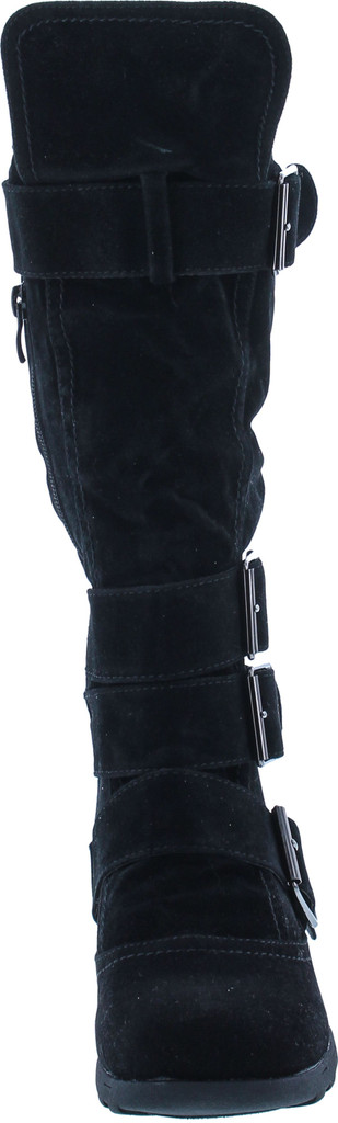 Static Footwear Static Footwear Womens Bd-2523 Knee High Faux Suede Flat Winter Buckle Boots