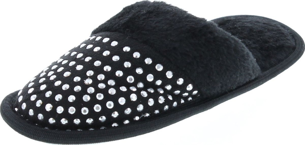 Static Footwear Girls Bling Fluffy Slip On Warm House Slippers