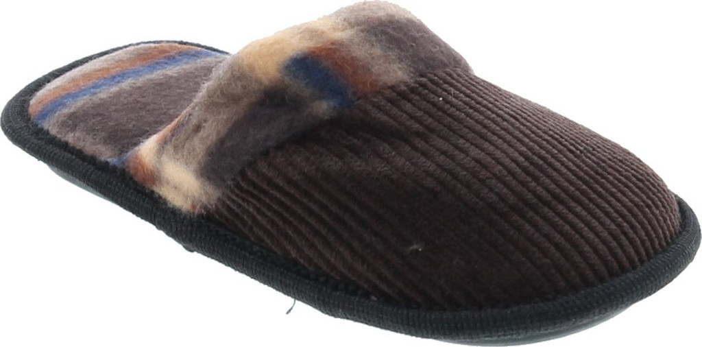 Static Footwear Boys Open Back Slip On Plaid House Slippers