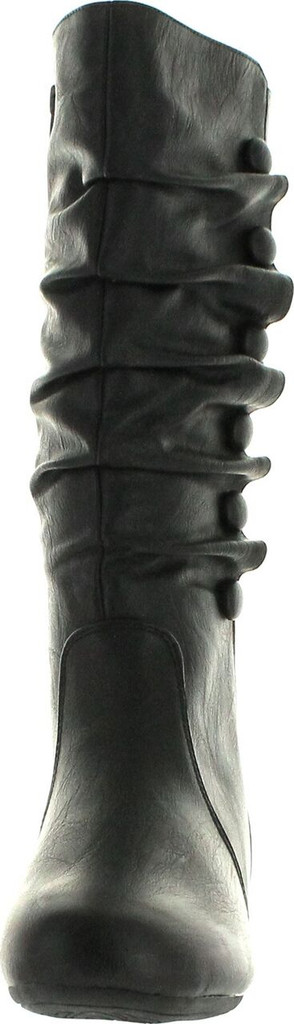 Top Moda Bank-78 Womens Mid Calf Round Toe Stiching Flat Boots