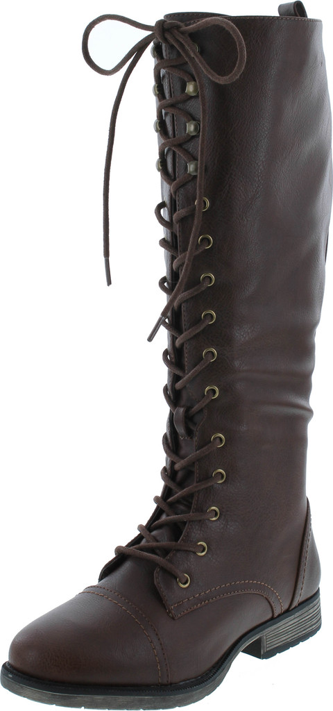 Nature Breeze Madge 02Kh Womens Knee High Lace Up Combat Boots