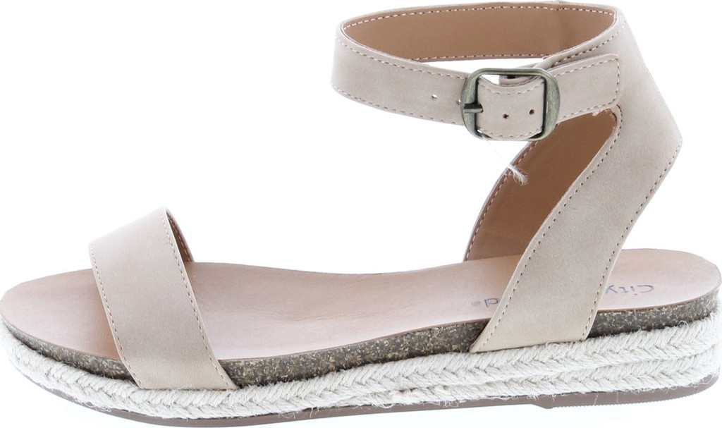 City Classified Tacomas Jute Crochet Flatform Wedge Heel With Ankle Buckle Straps
