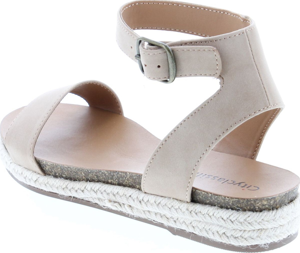 City Classified Tacomas Jute Crochet Flatform Wedge Heel With Ankle Buckle Straps