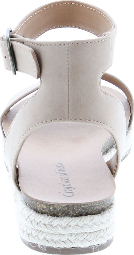 City Classified Tacomas Jute Crochet Flatform Wedge Heel With Ankle Buckle Straps