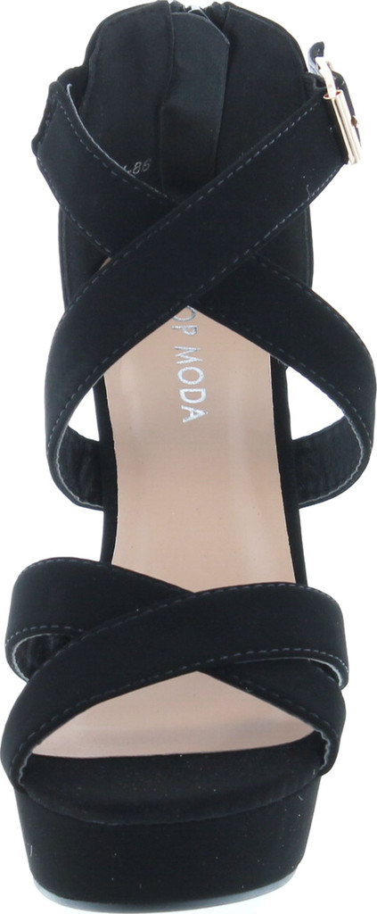 Top Moda Lovely-86 Women's Peep Toe Platform Chunky High Heel Closed Back Sandals