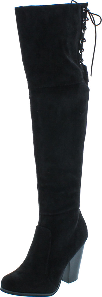 Chase & Chloe Max-2 Women's Over The Knee Thigh High Suede Chunky Heel Boot