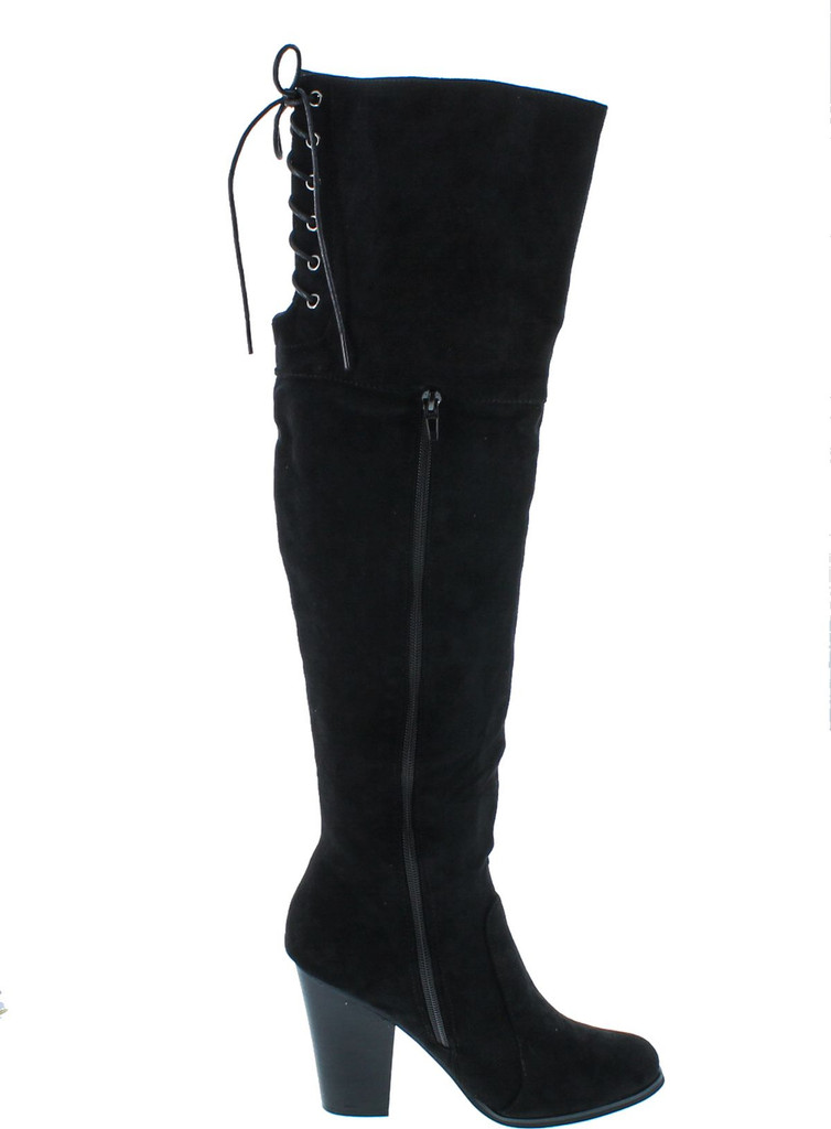 Chase & Chloe Max-2 Women's Over The Knee Thigh High Suede Chunky Heel Boot