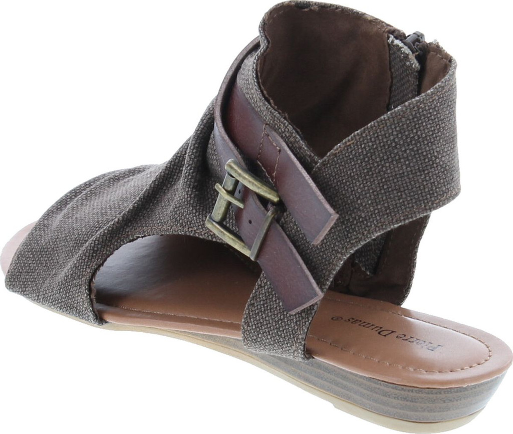 Pierre Dumas Women's Open Toe Sandal With Decorative Ankle Strap Brenna-1 Two Tone Canvas Open