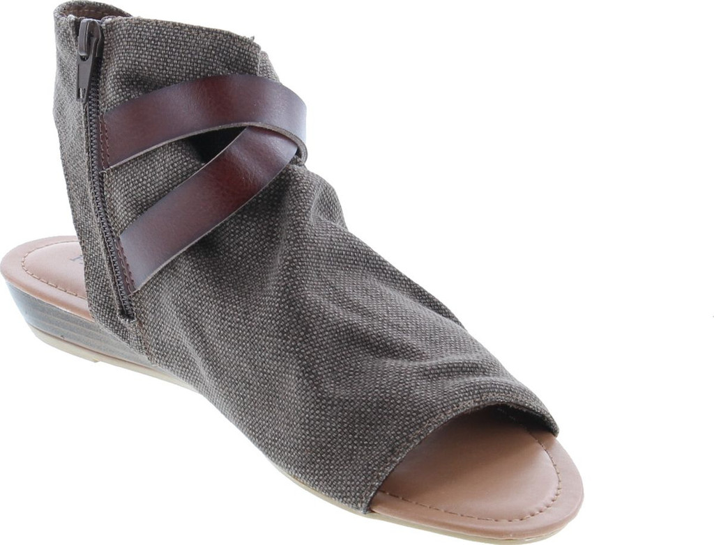 Pierre Dumas Women's Open Toe Sandal With Decorative Ankle Strap Brenna-1 Two Tone Canvas Open