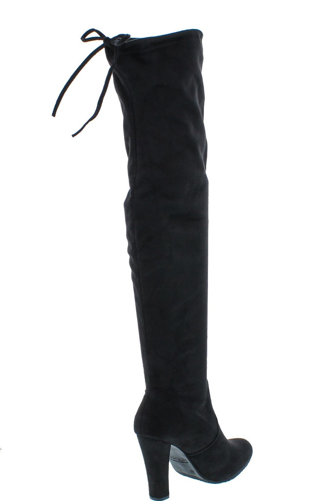 Forever Link Women's Stacked Chunky Heel Stretch Thigh High Pull On Boot