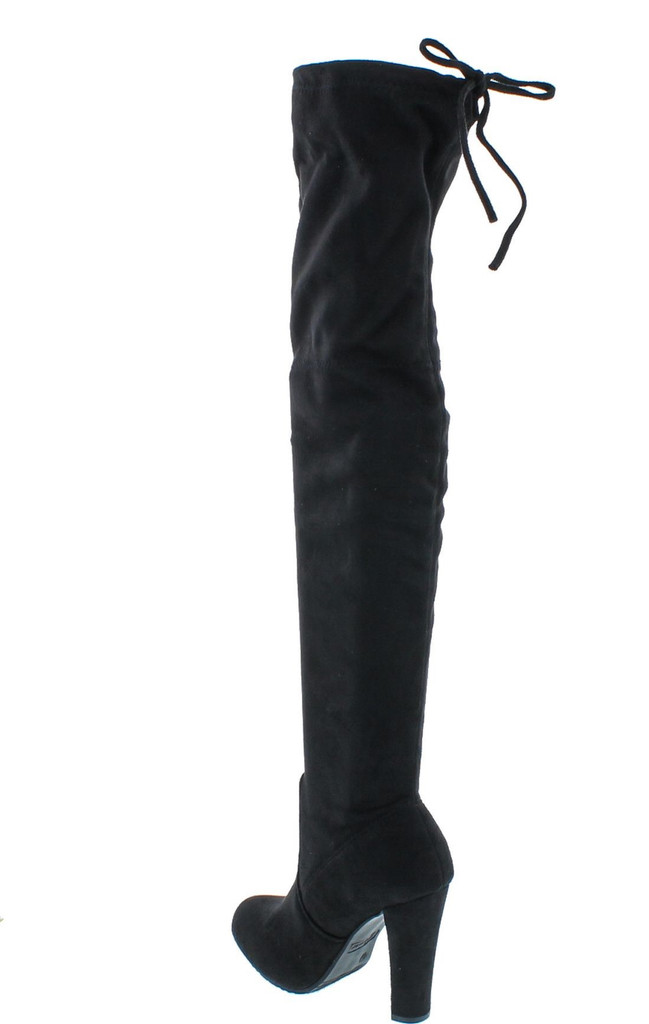 Forever Link Women's Stacked Chunky Heel Stretch Thigh High Pull On Boot