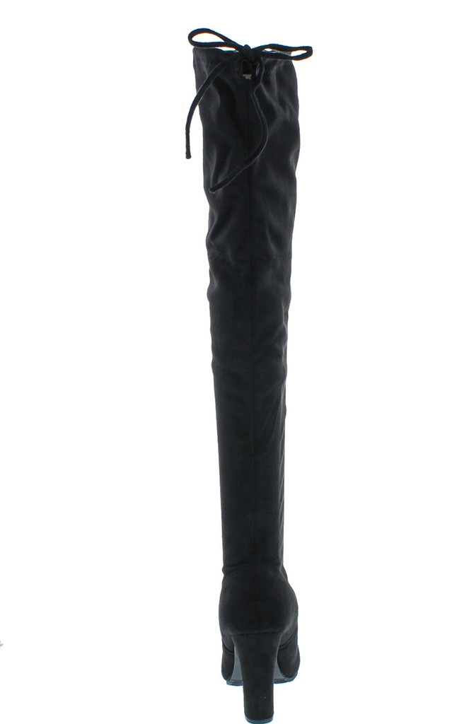 Forever Link Women's Stacked Chunky Heel Stretch Thigh High Pull On Boot