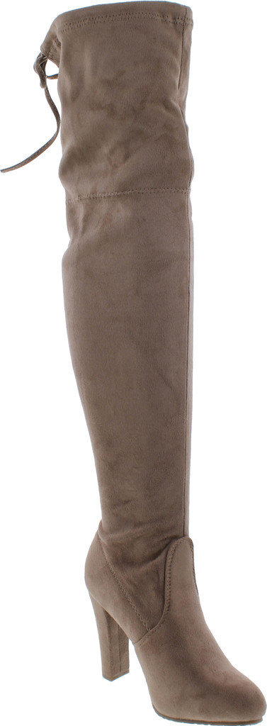Forever Link Women's Stacked Chunky Heel Stretch Thigh High Pull On Boot
