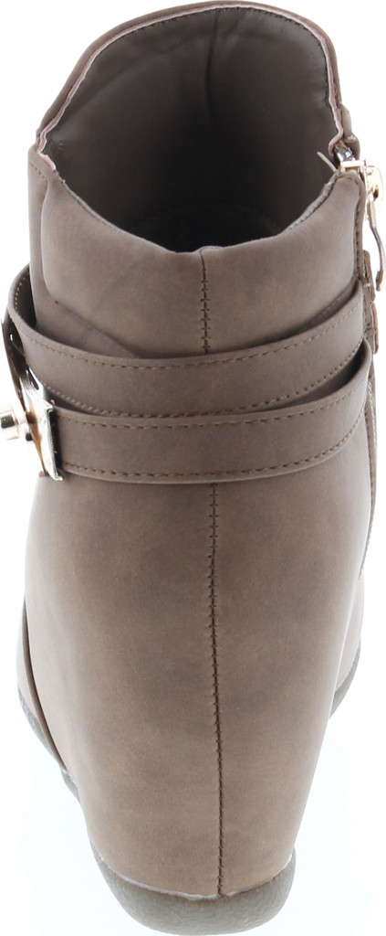 Static Footwear Cici-9 Womens Comfy Almond Toe Platform Hidden Wedge Ankle Bootie