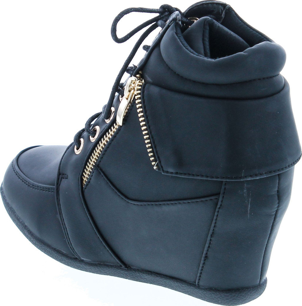 Static Footwear Womens Peter-30 Lace Up Hidden Wedge High Top Fashion Sneakers