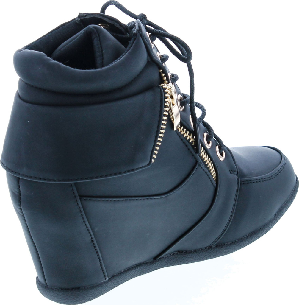 Static Footwear Womens Peter-30 Lace Up Hidden Wedge High Top Fashion Sneakers