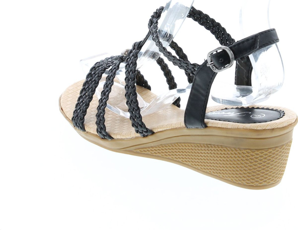 Forever Link Paramount-08 Women's Woven Beaded Floral Boho Wedge Sandal