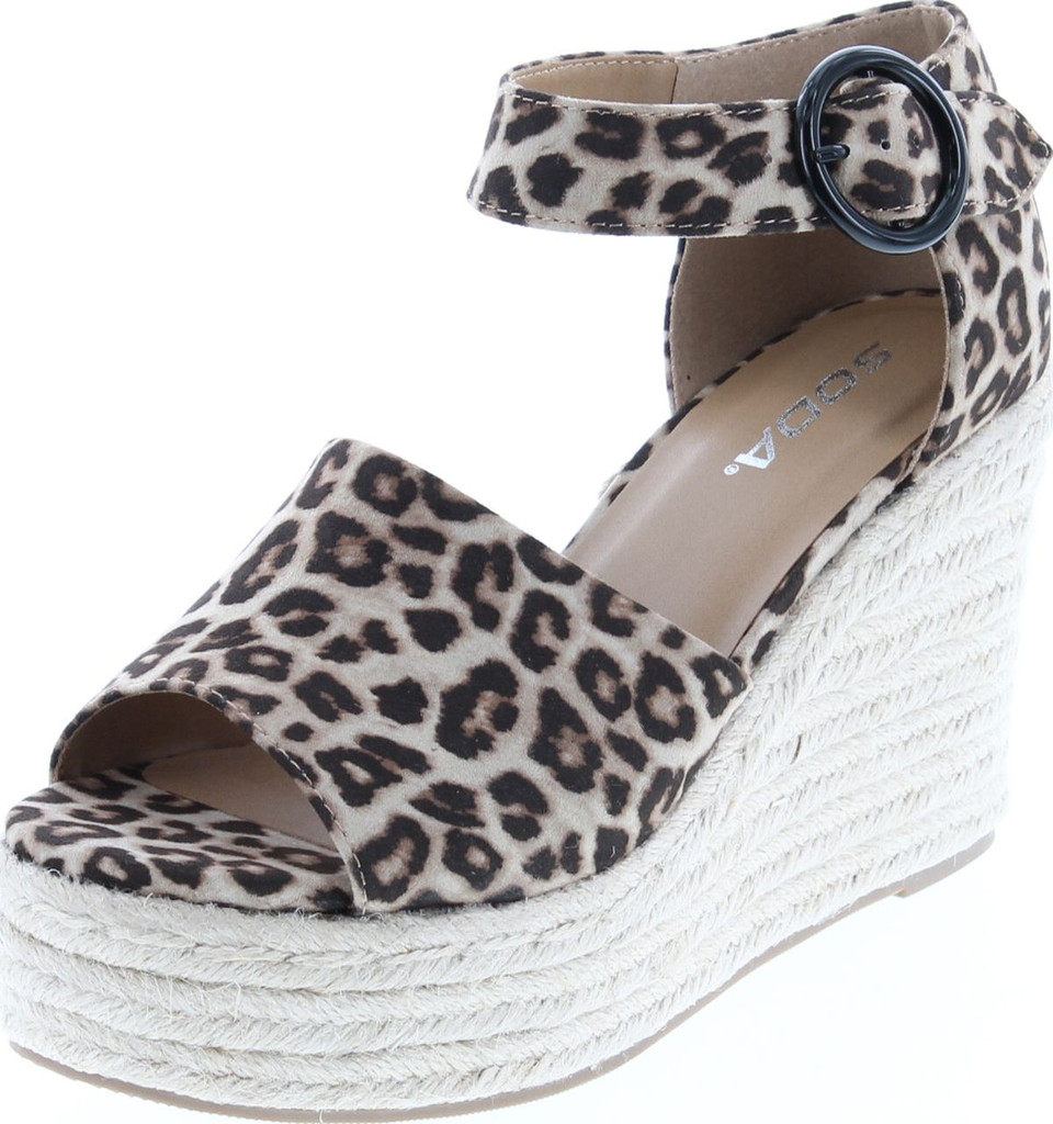 Soda Fabia Women's Open Toe Anke Strap Espadrille Wedge Sandal