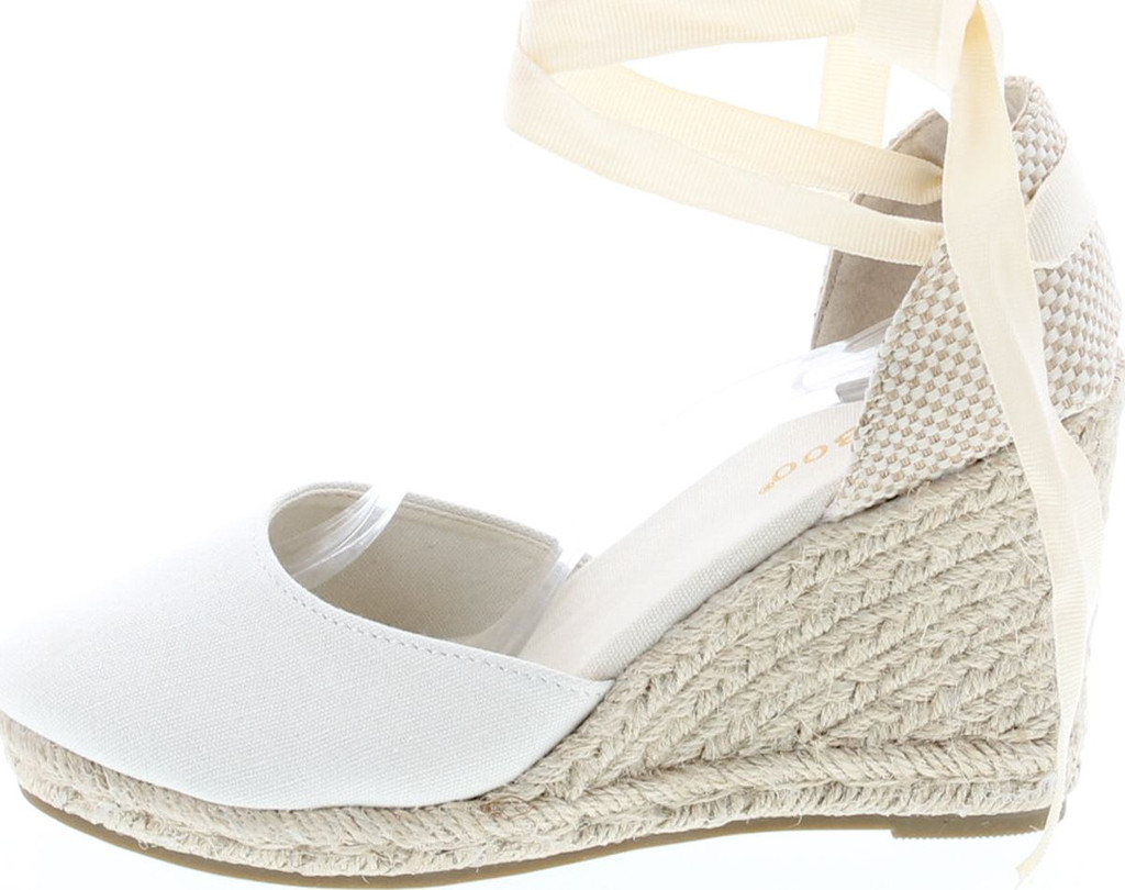 Bamboo Timeoff-02 Womens Fabric Lace Wedge Platform Sandals