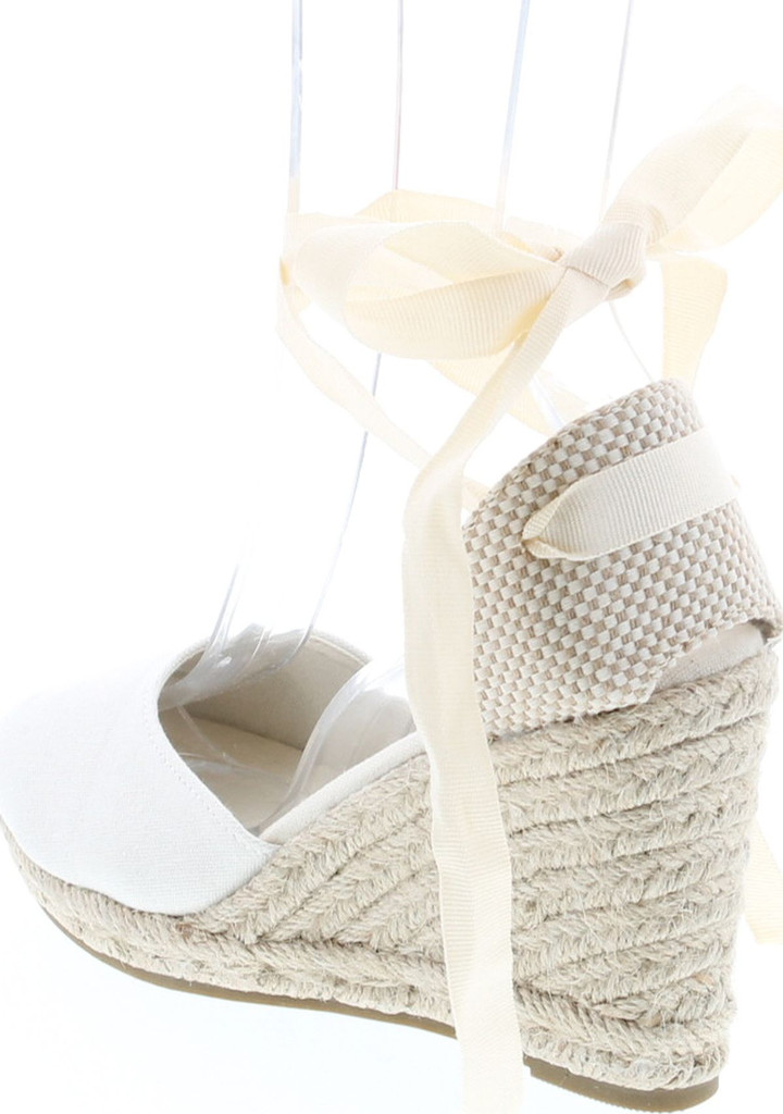 Bamboo Timeoff-02 Womens Fabric Lace Wedge Platform Sandals